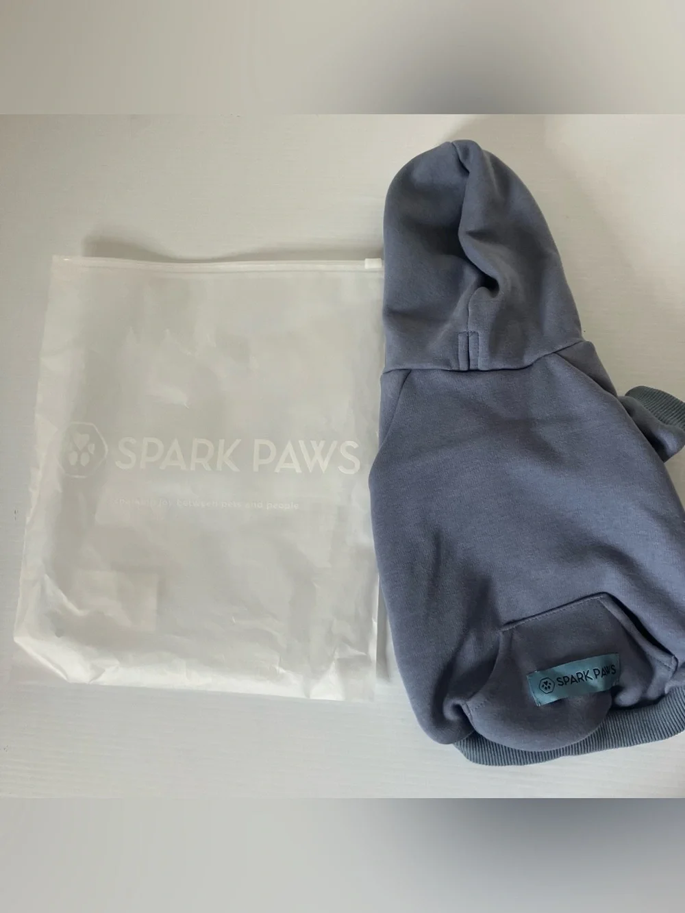 Spark Paws Dog Hoodie Blue Fleece Pet Kangaroo Pocket Cozy Sweatshirt
